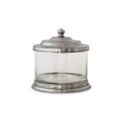 Glass Cookie Jar, Pewter