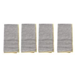 Embroidered Edge Cotton Napkin Set Of 4 - Grey/Yellow -Home Furnishings 21660