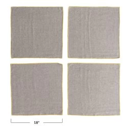 Embroidered Edge Cotton Napkin Set Of 4 - Grey/Yellow -Home Furnishings 4 9079ddd3 4340 46c7 ac23 6fb0e94f2b76