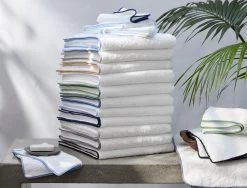 Stocked Cairo Bath Towels + Tub Mats -Home Furnishings Bath Cairo white stack 2023 3