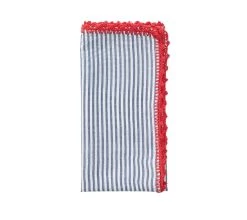 Seersucker Napkin In Navy & Red