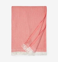 Costa Herringbone Throw -Home Furnishings SFERRA COSTA THROW CORAL SILO v1