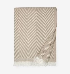 Costa Herringbone Throw -Home Furnishings SFERRA COSTA THROW FOG SILO v1