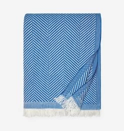Costa Herringbone Throw -Home Furnishings SFERRA COSTA THROW OCEAN SILO v1