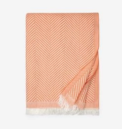 Costa Herringbone Throw -Home Furnishings SFERRA COSTA THROW PEACH SILO v1