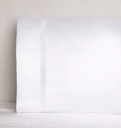 Giza 45 Ornato Sheets, Duvet Covers + Shams -Home Furnishings SFERRA GIZA 45 ORNATO STANDARD PILLOWCASE WHITE COMP v1