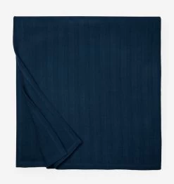 Tavira Tonal Stripe Cotton Blanket -Home Furnishings SFERRA TAVIRA BLANKET NAVY SILO v1