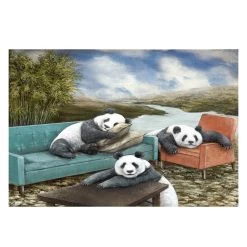 Tyson Grumm Slacking Pandas Wooden Jigsaw Puzzle