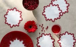 Wave Cocktail Napkin Set -Home Furnishings Table Style Gallery Wave Scarlet