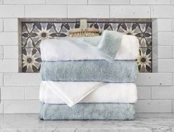 Milagro Bath Towels + Tub Mat -Home Furnishings bath milagro stack poolwhite