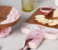 Austin Pink Swirled Teak Serving Board