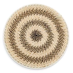 Round Bullseye Rattan Placemat, Black + White