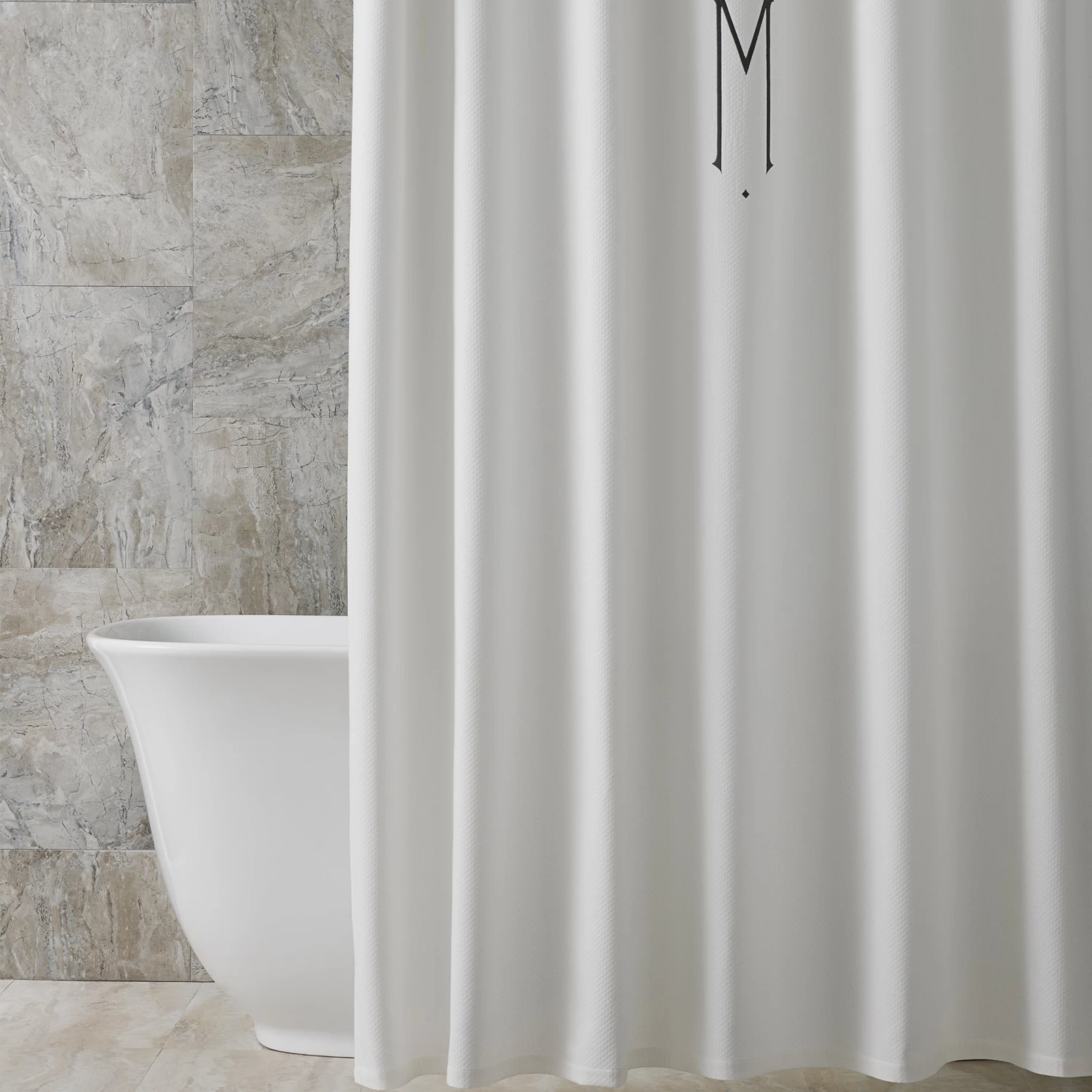 Diamond Pique Shower Curtain - Straight Edge 1 Diamond Pique Shower Curtain - Straight Edge