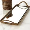 Woven Mirrored Vanity Tray With Handles
