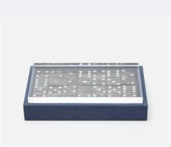 Treviso Navy Faux Shagreen Domino Set