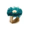 Turquoise Raffia Flower Napkin Ring