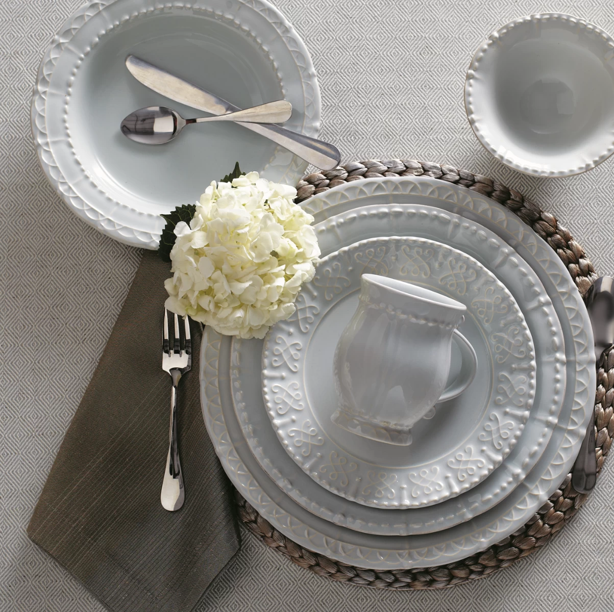 Historia Dinnerware, Barely Blue 1 Historia Dinnerware, Barely Blue